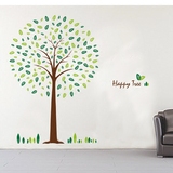 可移除墙贴 客厅电视背景墙沙发墙纸贴画 植物花卉绿色大树