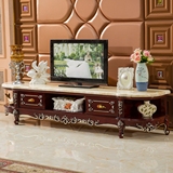 古典欧式大理石电视柜组合 实木电视柜茶几理石 高档时尚弧形地柜