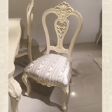 欧式白色全实木雕花餐椅 别墅家用高档饭桌椅子  布艺高档餐桌椅