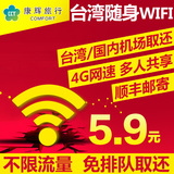 台湾wifi随身wifi不限流量4G卡热点无线上网卡egg境外机场租赁