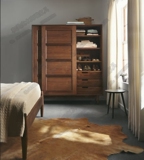 定制美式乡村做旧实木推拉双移门衣柜 简约卧室储物柜样板房家具