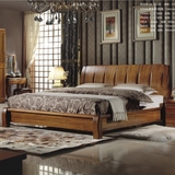超厚重款现代中式胡桃木床1.8米双人床实木床1.5米高箱床储物大床