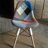 创意伊姆斯百家布餐椅时尚休闲办公电脑椅子会客洽谈软包靠背椅
