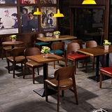 实木复古餐饮家具漫咖啡桌椅组合小吃西餐厅餐椅休闲奶茶店甜品店