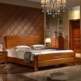 实木床 1.8米储物高箱床1.5M双人大床现代中式全橡木婚床卧室家具