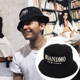 BIGBANG GD权志龙同款盆帽渔夫帽MOANDMO黑色刺绣时尚男女夏帽子