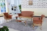 小户型客厅沙发组合 休闲咖啡桌椅 户外田园藤椅茶几五件套
