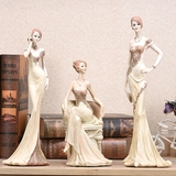 创意家居装饰品摆件欧式客厅美女人物桌面小摆设树脂工艺品礼品