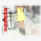 夏季新款纯色露肩短裙吊带连衣裙黄色背带无袖裙子显瘦A字裙女