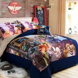 疯狂动物城创意个性韩棉四件套1.2米-1.8米儿童卡通床品床单床笠