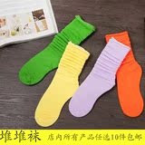 夏季韩国韩版原宿日系中筒袜子男女学生纯棉大码学院风堆堆袜潮袜