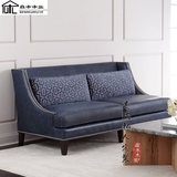 欧美田园风简约实木凳时尚欧式小户型双人沙发可拆洗古典皮艺沙发