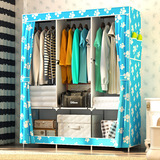 三人钢架组合布艺衣柜子 超大容量合用便捷简易布衣柜经济型SY3