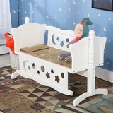 环保婴儿床实木多功能婴儿摇篮床宝宝床摇床带滚轮新生儿床游戏床