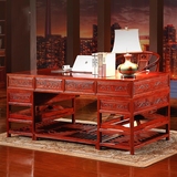 中式实木书房桌椅组合仿古榆木电脑桌台式老板办公桌大班台写字桌