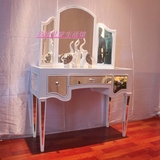 欧式白色镜子梳妆台 时尚后现代化妆桌小户型 镜面家具书桌可定制