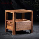胡桃之家黑胡桃床头柜边柜现代中式环保木蜡油实木家具特价包物流