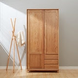 日式原木实木两门衣柜简约现代平开门衣柜北欧宜家小户型卧室家具