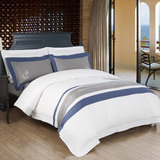 五星级酒店床品地中海风格全棉双人加勒比纯棉四件套贡缎被套床单