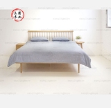 日式简约现代个性北美进口红橡木床 北欧宜家卧室单双人床可定制