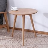 宜家小户型圆形实木小茶几日式橡木客厅现代简约沙发边几咖啡桌子