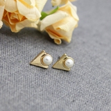 青岛金丝雀欧美外贸饰品厂家直销几何三角珍珠气质耳钉