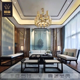 新中式实木沙发椅客厅布艺三人沙发样板房售楼处小户型家具定制