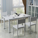 包邮钢木餐桌钢化玻璃餐桌椅组合简约小户型快餐饭桌一桌四椅六椅