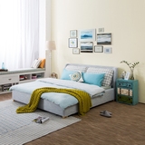 现代简约木脚布艺软床小户型卧室1.5米软包棉麻可拆洗双人婚床