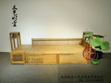 新中式实木单人床榻沙发床免漆老榆木罗汉床沙发椅榻榻米实木沙发