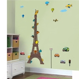 卡通动漫动物汽车铁塔量身高墙贴纸儿童房间墙壁贴画身高尺装饰品