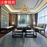 新中式沙发 客厅会所布艺三人沙发实木现代中式沙发组合 家具定制