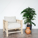 东南亚进口 创意实木家具围椅圈椅坐垫柚木简约现代木架沙发椅