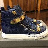 现货代购 Giuseppe Zanotti GZ 女鞋高帮鞋鳄鱼纹双金扣限量蓝色