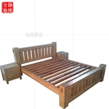 老榆木双人床实木单人床 婚床卧室大床儿童床定做床头柜实木家具