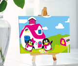 数字油画diy儿童自制可爱卡通节日礼品礼物简单益智画QQ家园10x15