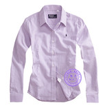 两件包邮2015春装女士纯棉长袖衬衫 OL职业装工装修身衬衣 紫色条