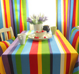 彩虹之季 条纹 帆布窗帘 定做 欧式宜家 客厅卧室阳台飘窗 特价