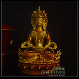 5寸16cm长寿佛 无量寿佛 仿尼泊尔镀金彩绘纯铜佛像 藏传佛教用品