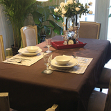 简欧风尚桌布咖啡色素色台布中式餐厅纯色桌布新古典纯棉帆布桌布