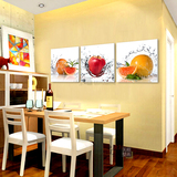 餐厅装饰画客厅现代无框画简约餐厅三联挂画墙画壁画水果橙子苹果