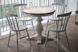 欧式法式美式家具实木橡木做旧象牙白色圆桌咖啡桌餐桌清仓特价