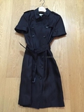 Burberry女款London系列丝质腰带短袖连衣裙黑色
