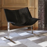 美国进口家具 现代黑色悬臂椅不锈钢躺椅客厅真皮休闲椅沙发椅子