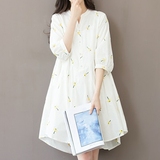 棉麻白色连衣裙夏季清新韩国春装新款女装2016甜美可爱裙子