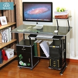 简易电脑桌台式家用书桌带书架抽屉简约台式电脑桌子游戏1米办公