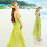 泰国度假旅游连衣裙海边度假必备性感露背沙滩裙波西米亚海滩长裙