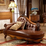 欧式真皮贵妃椅 欧式贵族懒人沙发 新古典实木雕花欧式贵妃榻家具