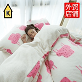 床上用品韩版毛绒珊瑚绒四件套加厚冬季保暖床单式1.5m1.8m 2.0米
