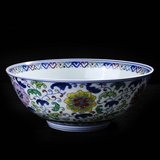 景德镇花瓶陶瓷器摆件 明清仿古手绘薄胎青花斗彩小碗 复古装饰品